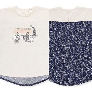 JESSICA SIMPSON Day Tripper Camper Van Print Tee Oatmeal Heather Girls Age 4Y